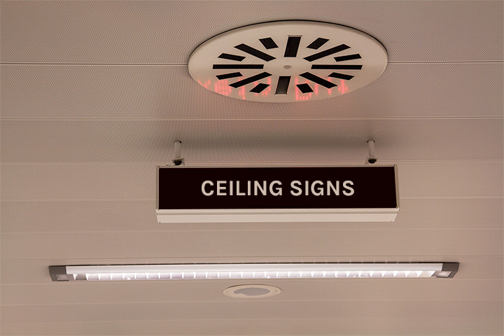 Hanging Wooden Ceiling Sign in Detroit